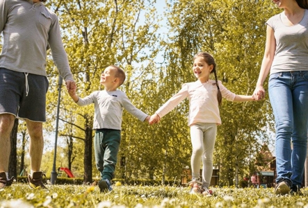 family walking outdoors