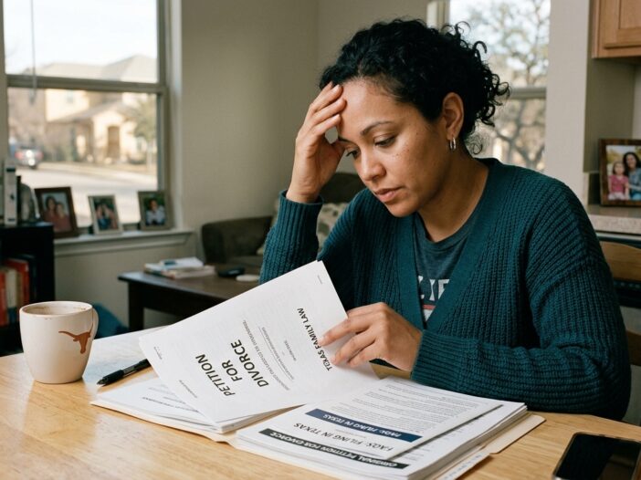 Couple discussing divorce with a family law attorney in Texas