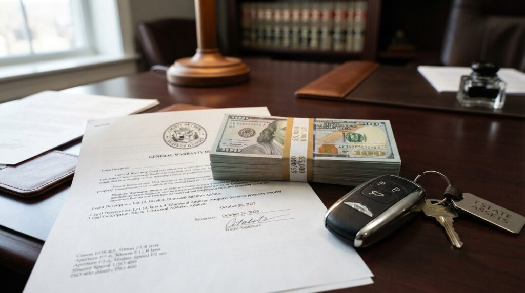 Property division during a Texas divorce, including a home, financial assets, and legal documents